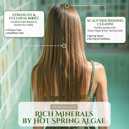Sulfate Free Shampoo and Conditioner Set for Sensitive Scalp & Dry Hair Women & Men, Dry Scalp Shampoo and Deep Conditioner with Green Algae & Hot Spring Yeast Extract From Japan, DAILY CARE