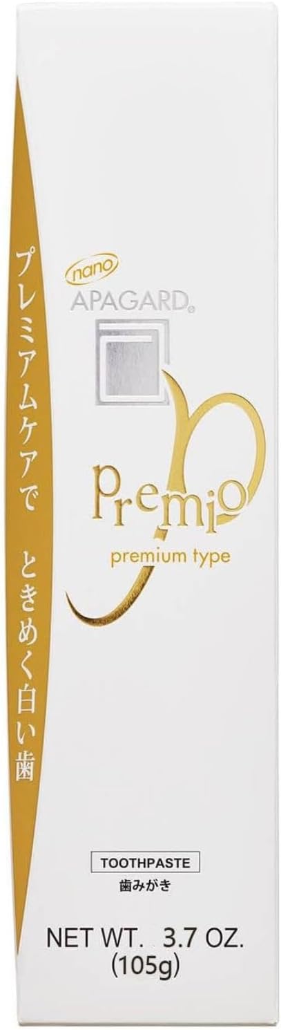 APAGARD® Premio, Sangi's Nano-Hydroxyapatite Toothpaste for Naturally Whiter Teeth, No Fluoride, for Family use, 105g / 3.7 oz, Double Mint Flavor, Pack of 1