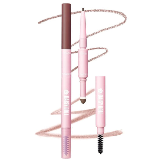 by Mary Quant Japanese 3-in-1 Eyebrow Liner Kit (Pencil, Powder & Brush) for Long-wearing Brow Powder and Bursh for Smuge-free Eye Makeup, BR03 Pink Brown 0.02 fl oz