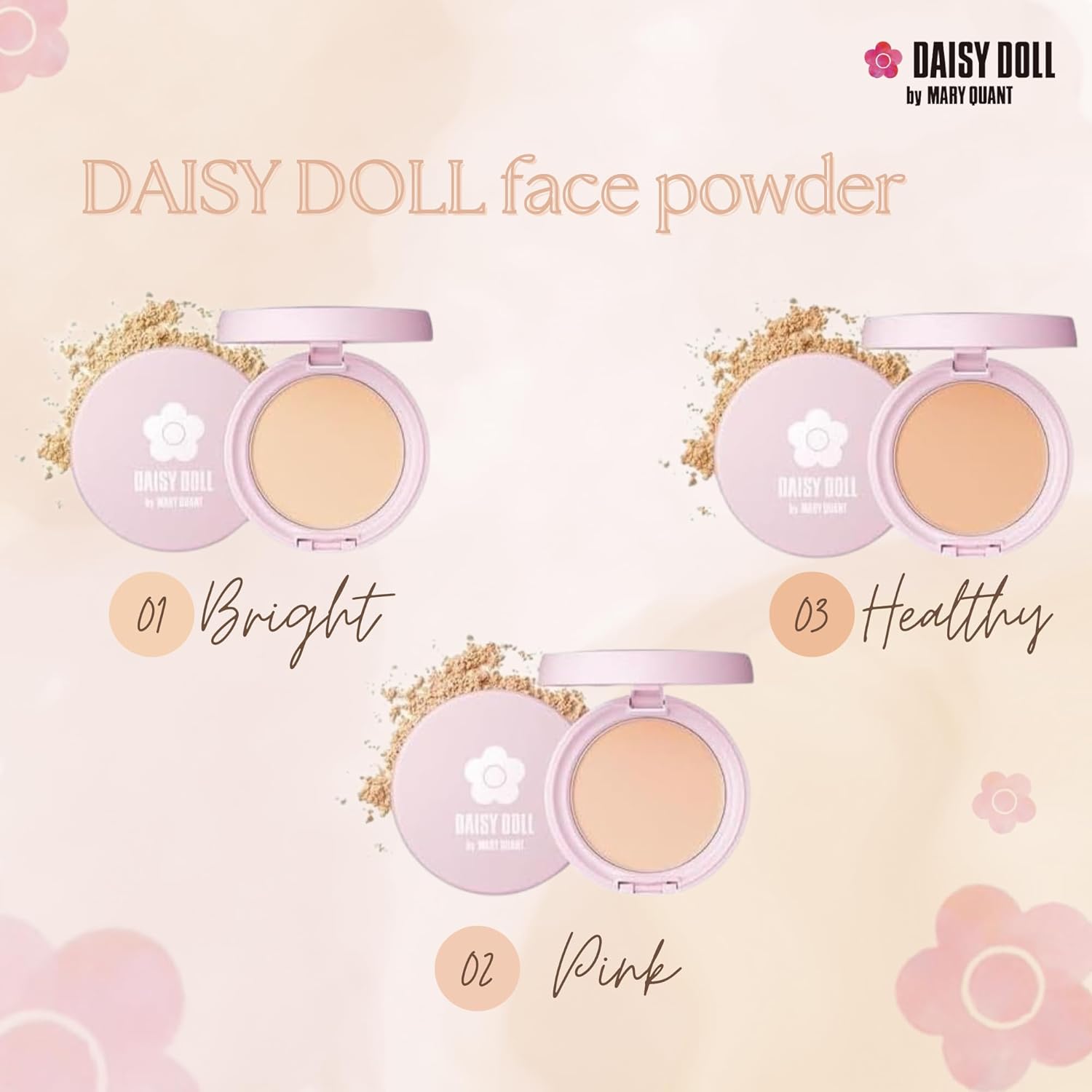 Face Powder, Pressed Setting Powder, Japanese Makeup for Matte & Smooth Finish, 0.3 oz (10 g), 02 Pink Ocher