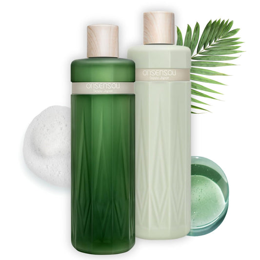 Sulfate Free Shampoo and Conditioner Set for Sensitive Scalp & Dry Hair Women & Men, Dry Scalp Shampoo and Deep Conditioner with Green Algae & Hot Spring Yeast Extract From Japan, DAILY CARE