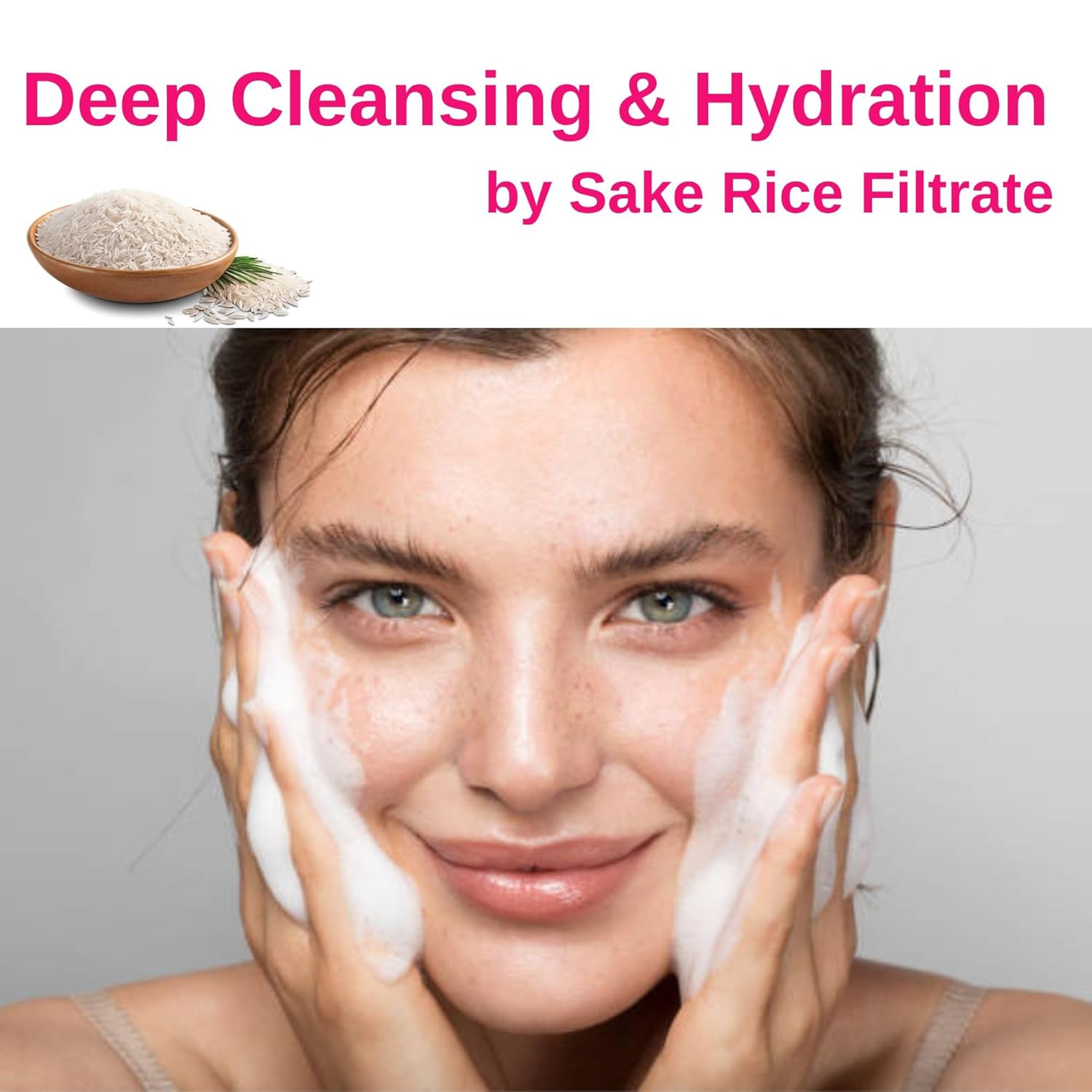 Foaming Face Wash for Women & Hydrating Face Wash for Men with Sake, Rice Extract, Placental Protein& Glycerin, Makeup Remover FACE WASH & Organic Facial Cleanser & from Japan 6.7 Fl Oz