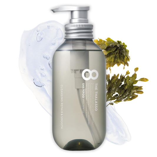 8 THE THALASSO Anti Frizz Shampoo for Women, Detangling Shampoo for Men by Stem Cells, Collagen, Tea Tree, Mint, Ceramides& Marine Plants, Japanese Paraben & Sulfate Free SHAMPOO 16.06 Fl Oz SMOOTH