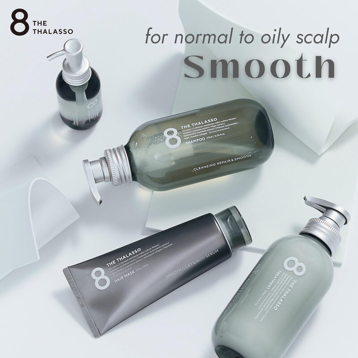 8 THE THALASSO Anti Frizz Shampoo for Women, Detangling Shampoo for Men by Stem Cells, Collagen, Tea Tree, Mint, Ceramides& Marine Plants, Japanese Paraben & Sulfate Free SHAMPOO 16.06 Fl Oz SMOOTH