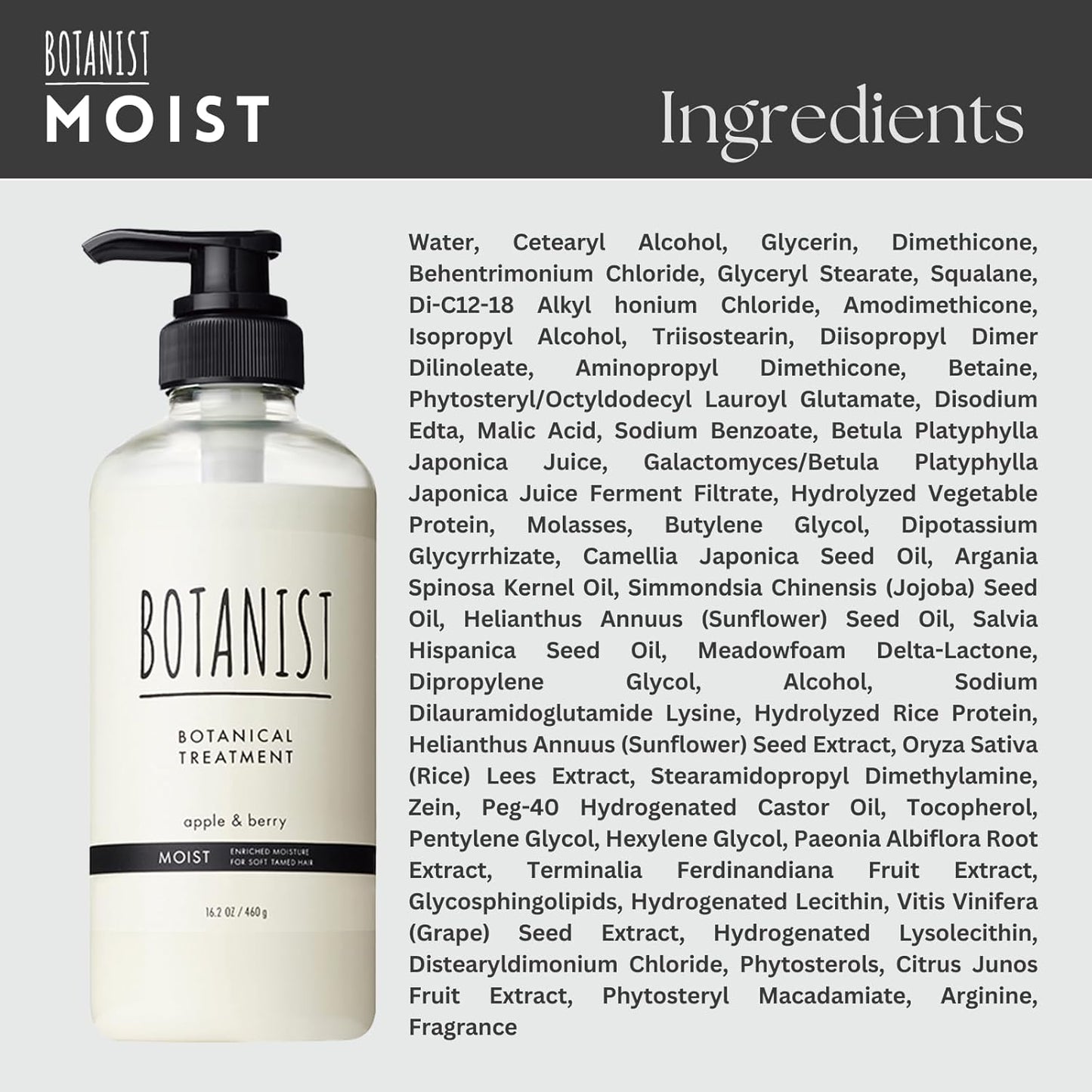 Natural Conditioner for Women, Organic Conditioner for Men with Planted-Protein, Rice Extract, Avocado Oil& Collagen, HYDRATING CONDITIONER from Japan, MOIST 16.2 Fl Oz APPLE & BERRY