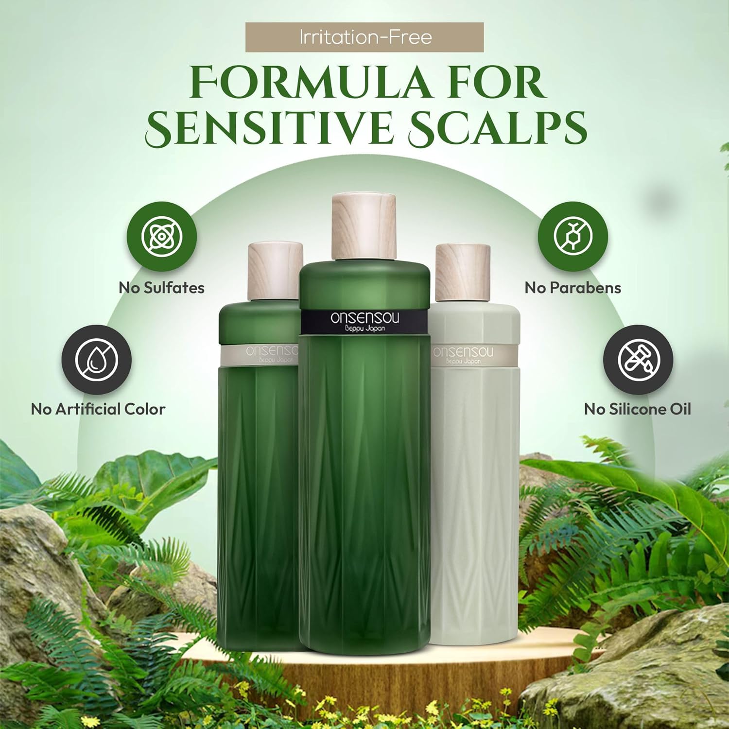 Sulfate Free Shampoo and Conditioner Set for Sensitive Scalp & Dry Hair Women & Men, Dry Scalp Shampoo and Deep Conditioner with Green Algae & Hot Spring Yeast Extract From Japan, DAILY CARE