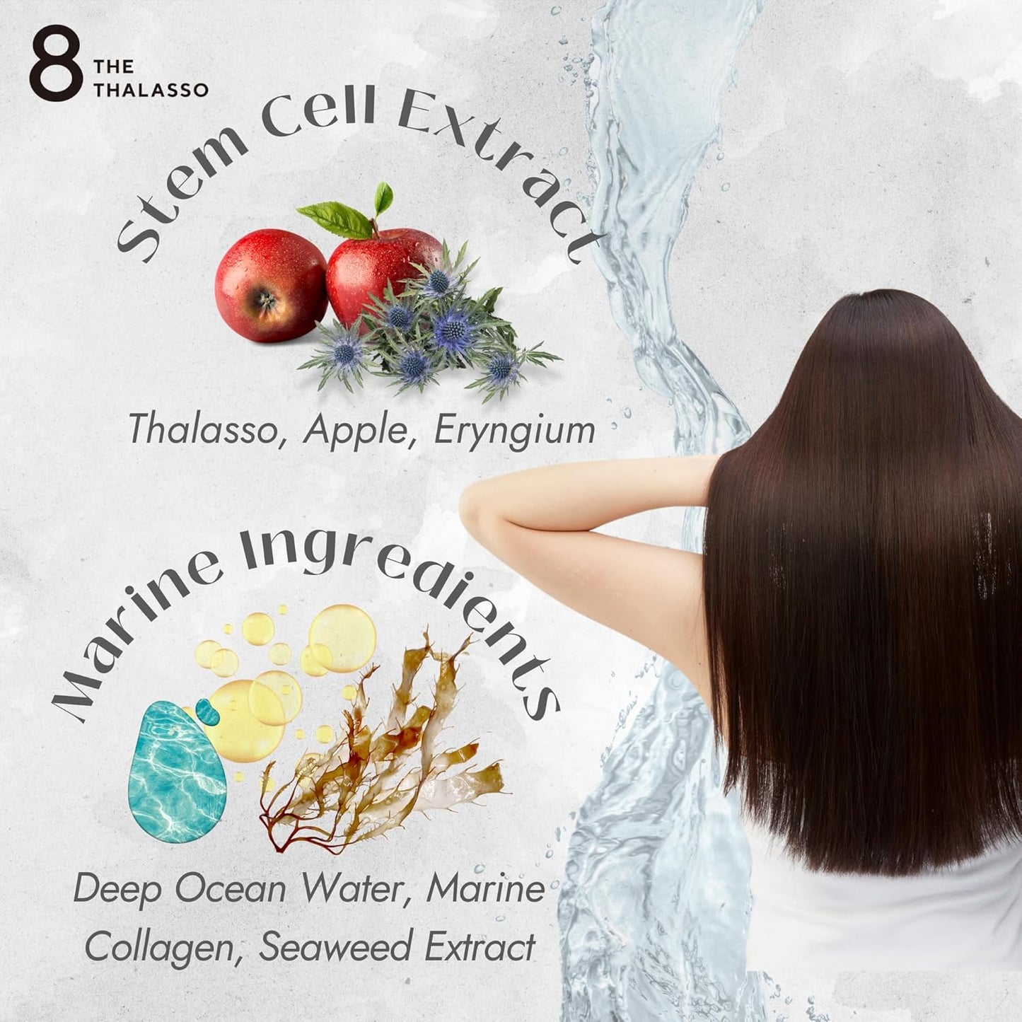 8 THE THALASSO Anti Frizz Shampoo for Women, Detangling Shampoo for Men by Stem Cells, Collagen, Tea Tree, Mint, Ceramides& Marine Plants, Japanese Paraben & Sulfate Free SHAMPOO 16.06 Fl Oz SMOOTH