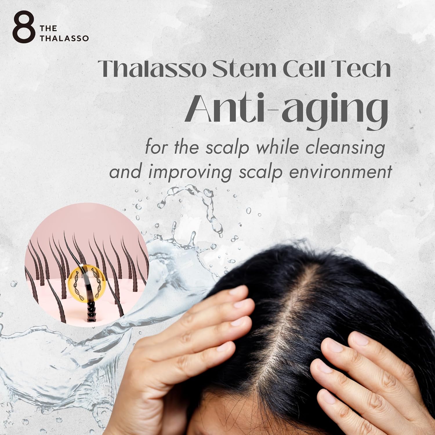 8 THE THALASSO Anti Frizz Shampoo for Women, Detangling Shampoo for Men by Stem Cells, Collagen, Tea Tree, Mint, Ceramides& Marine Plants, Japanese Paraben & Sulfate Free SHAMPOO 16.06 Fl Oz SMOOTH